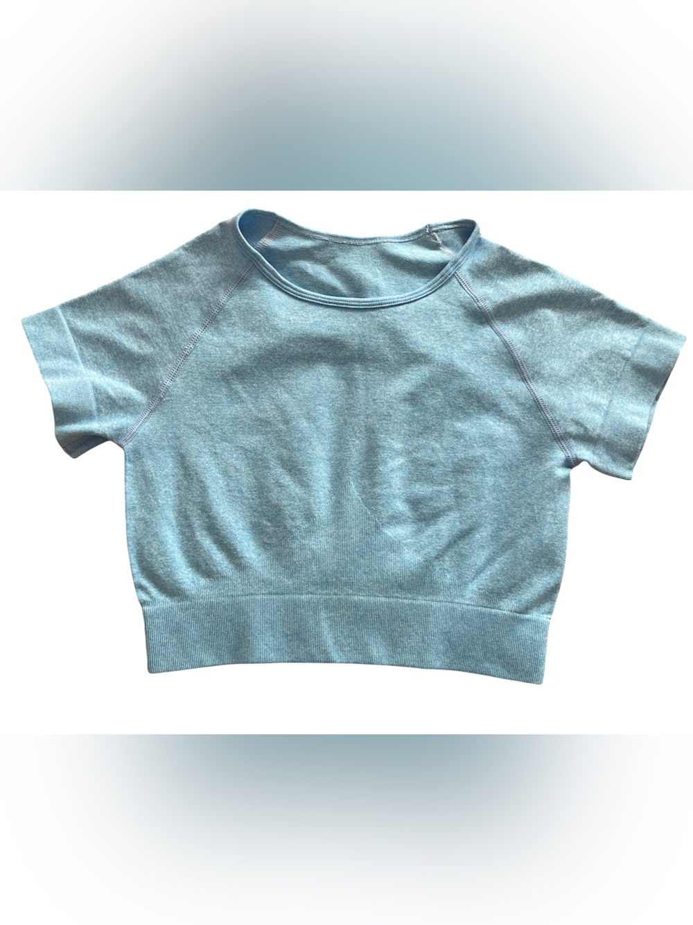 Source Unknown Light Blue c Cap Sleeve Workout Crop Top Sz S
